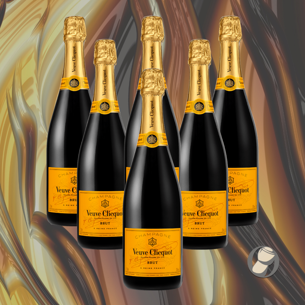 Veuve Clicquot Yellow Label Brut 6 Bottle Case Fat Cork Champagne